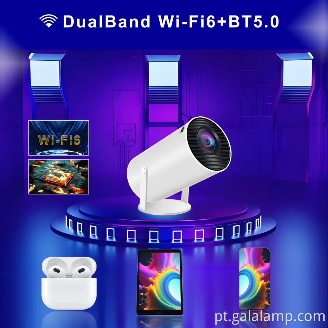 Projetor remoto 4K sem fio com Android 11 e Bluetooth Technology Portable